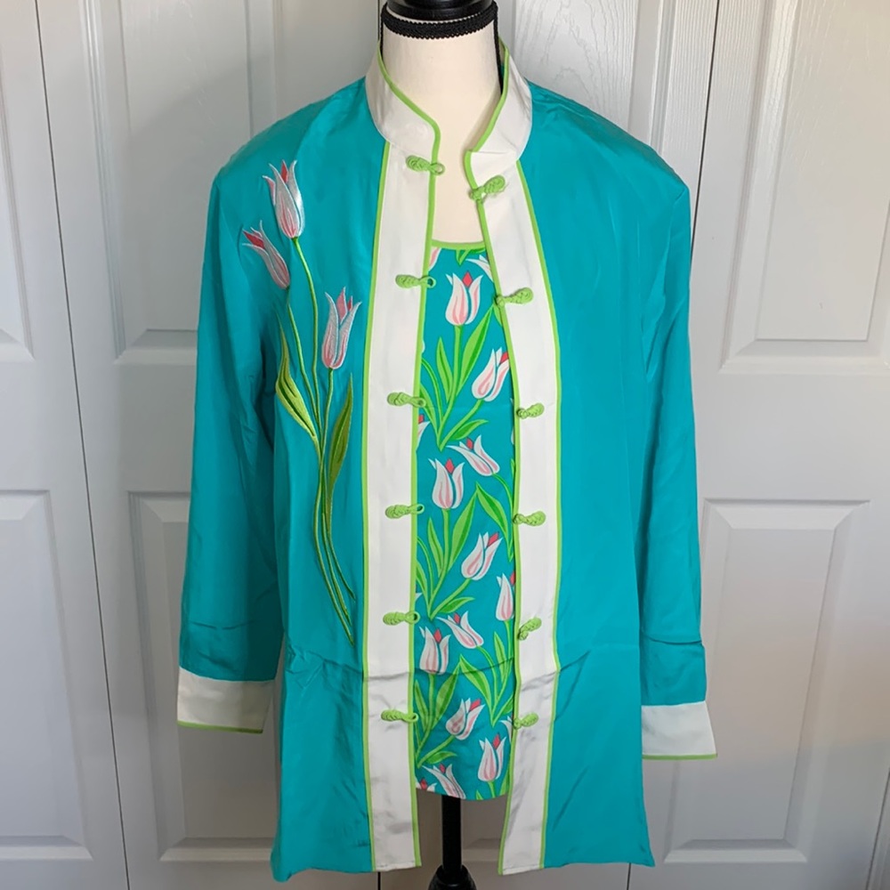 Vintage Bob Mackie Wearable Art Silk Twin Set - image 1